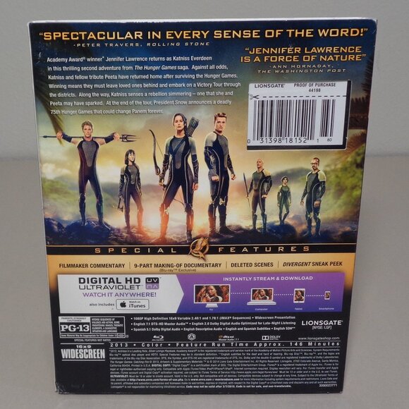 HUNGER GAMES Catching Fire / New Blu-ray Disc + DVD  + Digital HD Ultraviolet - Picture 3 of 10